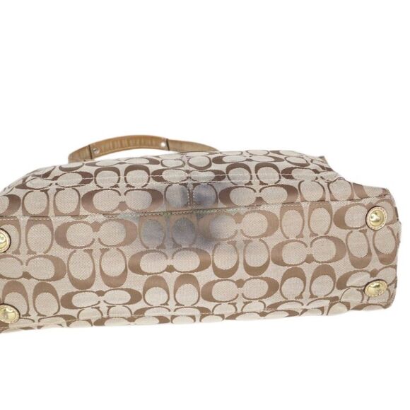 Coach Penelope Signature Logo Monogram Khaki Tote with Gold Leather Trim, F15533 - Picture 9 of 9